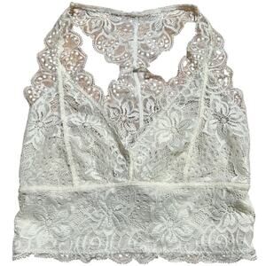 Out From Under Ivory White Lace Bralette Racerback Bra Small S